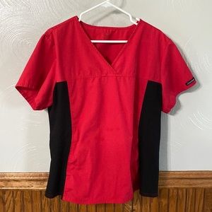 Red Scrub Top with side panels
